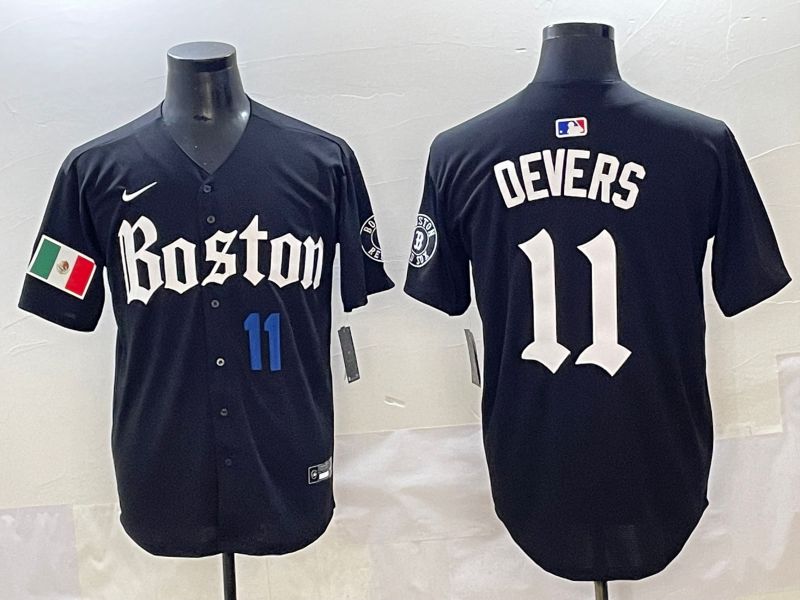 Men 2025 Boston Red Sox #11 Devers Black Five generations Joint Name Nike MLB Jersey style 14->boston red sox->MLB Jersey